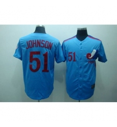 Mitchell and Ness Expos #51 Randy Johnson Blue Stitched Throwback Baseball Jersey