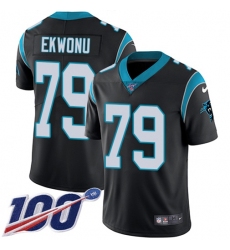 Men's Nike Carolina Panthers #79 Ikem Ekwonu Black Team Color Stitched NFL 100th Season Vapor Untouchable Limited Jersey