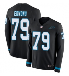 Men's Nike Carolina Panthers #79 Ikem Ekwonu Black Team Color Stitched NFL Limited Therma Long Sleeve Jersey