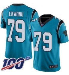 Men's Nike Carolina Panthers #79 Ikem Ekwonu Blue Alternate Stitched NFL 100th Season Vapor Untouchable Limited Jersey