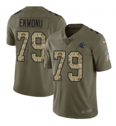 Men's Nike Carolina Panthers #79 Ikem Ekwonu Olive-Camo Stitched NFL Limited 2017 Salute To Service Jersey