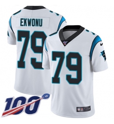 Men's Nike Carolina Panthers #79 Ikem Ekwonu White Stitched NFL 100th Season Vapor Untouchable Limited Jersey