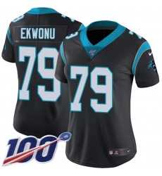 Women's Nike Carolina Panthers #79 Ikem Ekwonu Black Team Color Stitched NFL 100th Season Vapor Untouchable Limited Jersey