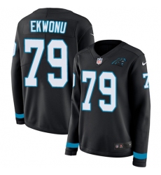 Women's Nike Carolina Panthers #79 Ikem Ekwonu Black Team Color Stitched NFL Limited Therma Long Sleeve Jersey