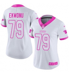 Women's Nike Carolina Panthers #79 Ikem Ekwonu White-Pink Stitched NFL Limited Rush Fashion Jersey