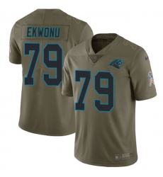 Youth Nike Carolina Panthers #79 Ikem Ekwonu Olive Stitched NFL Limited 2017 Salute To Service Jersey