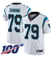 Youth Nike Carolina Panthers #79 Ikem Ekwonu White Stitched NFL 100th Season Vapor Untouchable Limited Jersey