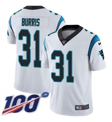Men's Nike Carolina Panthers #31 Juston Burris White Stitched NFL 100th Season Vapor Untouchable Limited Jersey