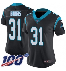 Women's Nike Carolina Panthers #31 Juston Burris Black Team Color Stitched NFL 100th Season Vapor Untouchable Limited Jersey