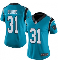 Women's Nike Carolina Panthers #31 Juston Burris Blue Stitched NFL Limited Rush Jersey