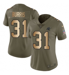Women's Nike Carolina Panthers #31 Juston Burris Olive-Gold Stitched NFL Limited 2017 Salute To Service Jersey