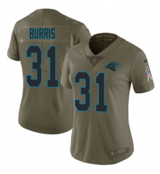 Women's Nike Carolina Panthers #31 Juston Burris Olive Stitched NFL Limited 2017 Salute To Service Jersey
