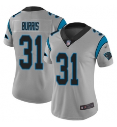 Women's Nike Carolina Panthers #31 Juston Burris Silver Stitched NFL Limited Inverted Legend Jersey