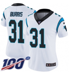 Women's Nike Carolina Panthers #31 Juston Burris White Stitched NFL 100th Season Vapor Untouchable Limited Jersey
