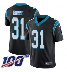Youth Nike Carolina Panthers #31 Juston Burris Black Team Color Stitched NFL 100th Season Vapor Untouchable Limited Jersey