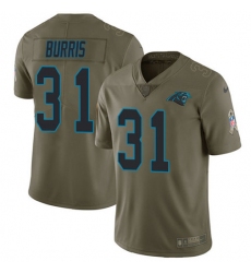 Youth Nike Carolina Panthers #31 Juston Burris Olive Stitched NFL Limited 2017 Salute To Service Jersey
