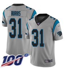 Youth Nike Carolina Panthers #31 Juston Burris Silver Stitched NFL Limited Inverted Legend 100th Season Jersey