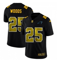 Men's Carolina Panthers #25 Xavier Woods Black Nike Golden Sequin Vapor Limited NFL Jersey