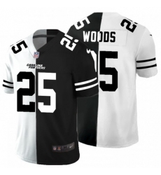 Men's Carolina Panthers #25 Xavier Woods Black V White Peace Split Nike Vapor Untouchable Limited NFL Jersey