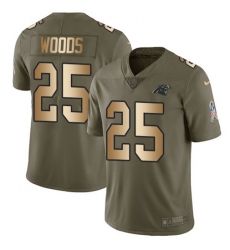 Men's Nike Carolina Panthers #25 Xavier Woods Olive-Gold Stitched NFL Limited 2017 Salute To Service Jersey