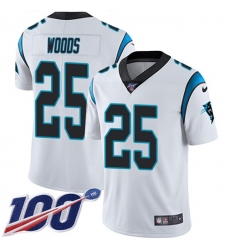 Men's Nike Carolina Panthers #25 Xavier Woods White Stitched NFL 100th Season Vapor Untouchable Limited Jersey