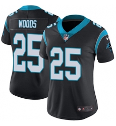 Women's Nike Carolina Panthers #25 Xavier Woods Black Team Color Stitched NFL Vapor Untouchable Limited Jersey
