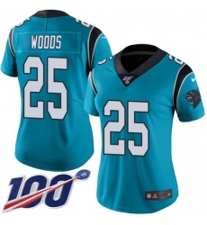 Women's Nike Carolina Panthers #25 Xavier Woods Blue Alternate Stitched NFL 100th Season Vapor Untouchable Limited Jersey