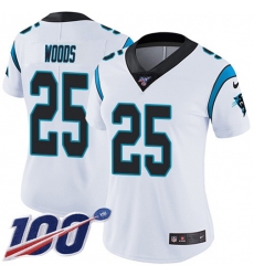 Women's Nike Carolina Panthers #25 Xavier Woods White Stitched NFL 100th Season Vapor Untouchable Limited Jersey