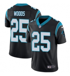 Youth Nike Carolina Panthers #25 Xavier Woods Black Team Color Stitched NFL Vapor Untouchable Limited Jersey