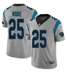 Youth Nike Carolina Panthers #25 Xavier Woods Silver Stitched NFL Limited Inverted Legend Jersey