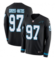 Men's Nike Carolina Panthers #97 Yetur Gross-Matos Black Team Color Stitched NFL Limited Therma Long Sleeve Jersey