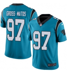 Men's Nike Carolina Panthers #97 Yetur Gross-Matos Blue Stitched NFL Limited Rush Jersey