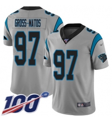 Men's Nike Carolina Panthers #97 Yetur Gross-Matos Silver Stitched NFL Limited Inverted Legend 100th Season Jersey