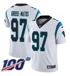 Men's Nike Carolina Panthers #97 Yetur Gross-Matos White Stitched NFL 100th Season Vapor Untouchable Limited Jersey