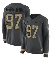Women's Nike Carolina Panthers #97 Yetur Gross-Matos Anthracite Salute to Service Stitched NFL Limited Therma Long Sleeve Jersey