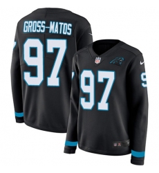Women's Nike Carolina Panthers #97 Yetur Gross-Matos Black Team Color Stitched NFL Limited Therma Long Sleeve Jersey