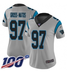 Women's Nike Carolina Panthers #97 Yetur Gross-Matos Silver Stitched NFL Limited Inverted Legend 100th Season Jersey