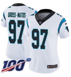 Women's Nike Carolina Panthers #97 Yetur Gross-Matos White Stitched NFL 100th Season Vapor Untouchable Limited Jersey