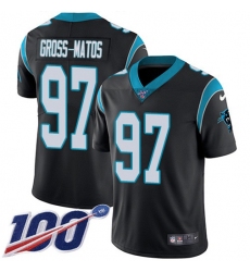 Youth Nike Carolina Panthers #97 Yetur Gross-Matos Black Team Color Stitched NFL 100th Season Vapor Untouchable Limited Jersey
