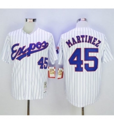 Mitchell And Ness 1982 Expos #45 Pedro Martinez White(Black Strip) Throwback Stitched Baseball Jersey