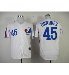 Mitchell And Ness Expos #45 Pedro Martinez White Throwback Stitched Baseball Jersey