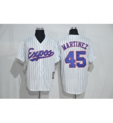 Mitchell And Ness Montreal Expos #45 Pedro Martinez White Strip Throwback Stitched Baseball Jersey