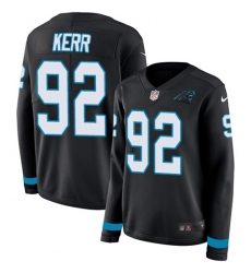 Women's Nike Carolina Panthers #92 Zach Kerr Black Team Color Stitched NFL Limited Therma Long Sleeve Jersey