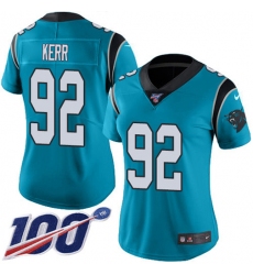 Women's Nike Carolina Panthers #92 Zach Kerr Blue Stitched NFL Limited Rush 100th Season Jersey