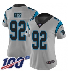 Women's Nike Carolina Panthers #92 Zach Kerr Silver Stitched NFL Limited Inverted Legend 100th Season Jersey