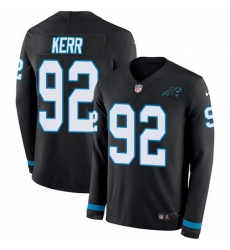 Youth Nike Carolina Panthers #92 Zach Kerr Black Team Color Stitched NFL Limited Therma Long Sleeve Jersey