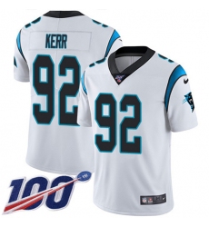 Youth Nike Carolina Panthers #92 Zach Kerr White Stitched NFL 100th Season Vapor Untouchable Limited Jersey