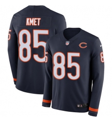 Men's Nike Chicago Bears #85 Cole Kmet Navy Blue Team Color Stitched NFL Limited Therma Long Sleeve Jersey