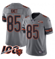 Men's Nike Chicago Bears #85 Cole Kmet Silver Stitched NFL Limited Inverted Legend 100th Season Jersey