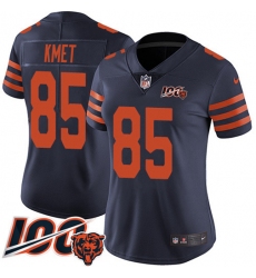 Women's Nike Chicago Bears #85 Cole Kmet Navy Blue Alternate Stitched NFL 100th Season Vapor Untouchable Limited Jersey